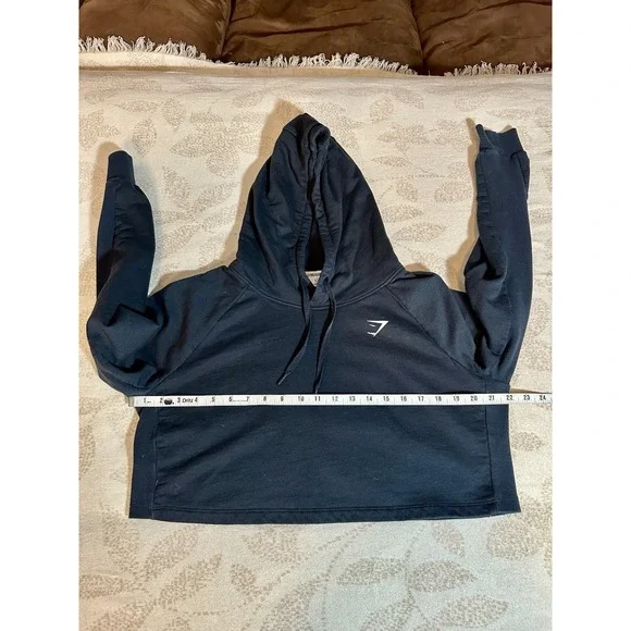 Gymshark Cropped Hoodie Sweatshirt Women Black Athletic Workout Size Large - Picture 13 of 13